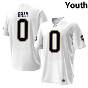 White #0 Tionne Gray Youth Durable Notre Dame NCAA 2026 Football Stitching Jersey m2t72W80