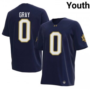 Youth #0 Tionne Gray Navy College Notre Dame Fighting Irish Classic Fit Football Jersey rV46cG51