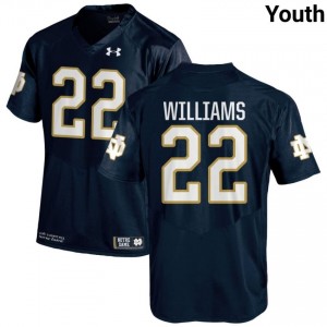#22 Aneyas Williams Notre Dame Game-Day Style Navy Youth NCAA Football Jersey c45D1084