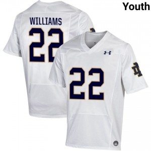 Notre Dame Fighting Irish #22 Aneyas Williams White Youth College Football Authentic Design Jersey 6rc4jE30