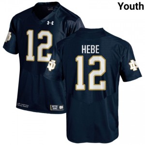 Navy #12 Blake Hebert Youth Durable Irish University Football Stitching Jersey 2Ykj0n19