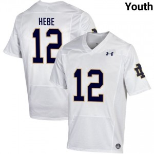 Youth #12 Blake Hebert White High School Fighting Irish Classic Fit Football Jersey Sm0k4597