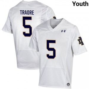 Youth #5 Boubacar Traore White High School Fighting Irish Classic Fit Football Jersey QjhB1311