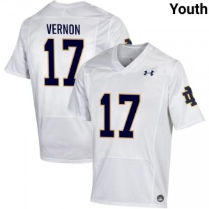Youth #17 Brenan Vernon White University Fighting Irish Classic Fit Football Jersey 5V1m1012