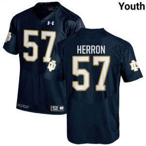 Navy #57 Cam Herron Youth Durable Irish University Football Stitching Jersey W6SL7292
