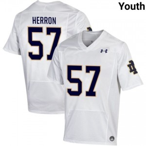 Youth #57 Cam Herron White High School Fighting Irish Classic Fit Football Jersey lpkJb085