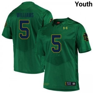 Cam Williams #5 Officially Licensed UND Fighting Irish Youth Green Football High School Jersey 33k8id81