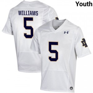 Youth #5 Cam Williams White NCAA Fighting Irish Classic Fit Football Jersey 4326u486