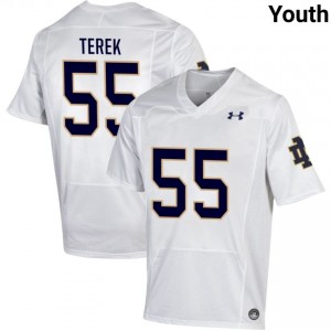 Youth #55 Chris Terek White High School Fighting Irish Classic Fit Football Jersey 7D04Ja28