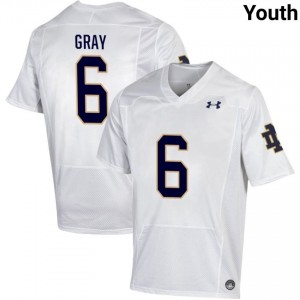 Notre Dame Fighting Irish #6 Christian Gray White Youth NCAA Football Authentic Design Jersey 1u2IyQ68