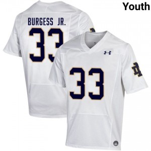 Youth #33 Christopher Burgess Jr. White College Fighting Irish Classic Fit Football Jersey 7N6n1l34