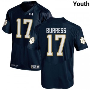 #17 Elijah Burress Notre Dame Game-Day Style Navy Youth High School Football Jersey l70Kul55