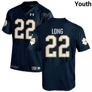 Navy #22 Ethan Long Youth Durable Irish College Football Stitching Jersey y2Vi1k81