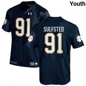 Navy #91 Gordy Sulfsted Youth Durable Irish High School Football Stitching Jersey 5AD47269