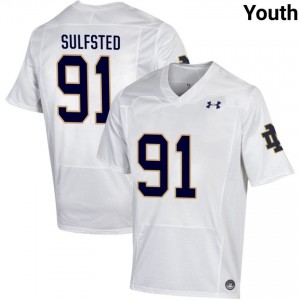 Youth #91 Gordy Sulfsted White Player Fighting Irish Classic Fit Football Jersey P1eKVW99