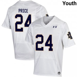 Notre Dame Fighting Irish #24 Jadarian Price White Youth University Football Authentic Design Jersey 1ytk3450