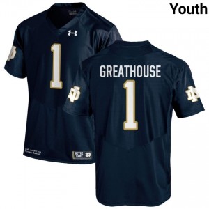 #1 Jaden Greathouse Notre Dame Game-Day Style Navy Youth College Football Jersey E2eU3H40