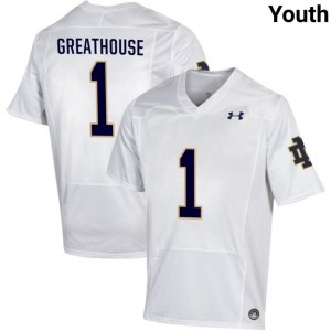 Notre Dame Fighting Irish #1 Jaden Greathouse White Youth University Football Authentic Design Jersey y6qfx849