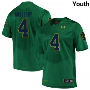 Jaiden Ausberry #4 Officially Licensed UND Fighting Irish Youth Green Football Player Jersey RYS37170