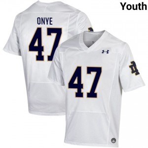 Notre Dame Fighting Irish #47 Jason Onye White Youth Player Football Authentic Design Jersey PgAcfO72
