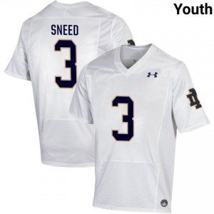 Youth #3 Jaylen Sneed White College Fighting Irish Classic Fit Football Jersey C2DkK865