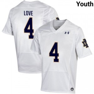 Notre Dame Fighting Irish #4 Jeremiyah Love White Youth High School Football Authentic Design Jersey 25Tq3324