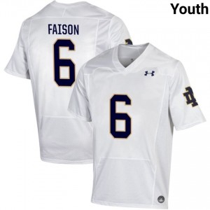 Youth #6 Jordan Faison White College Fighting Irish Classic Fit Football Jersey 2f126G89