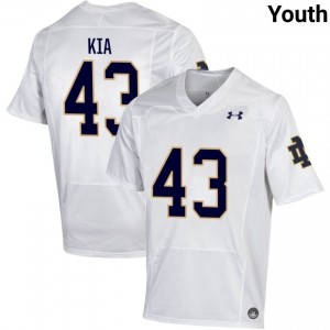 Youth #43 Kahanu Kia White Player Fighting Irish Classic Fit Football Jersey ugoX8M13