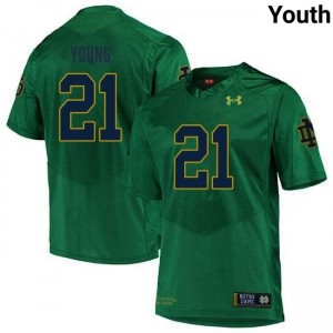 Kedren Young #21 Officially Licensed UND Fighting Irish Youth Green Football College Jersey F10X3621