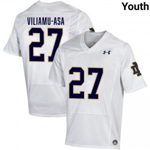 Notre Dame Fighting Irish #27 Kyngstonn Viliamu-Asa White Youth High School Football Authentic Design Jersey 121G4615
