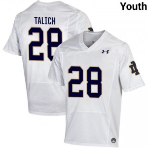Youth #28 Luke Talich White NCAA Fighting Irish Classic Fit Football Jersey O135ln83