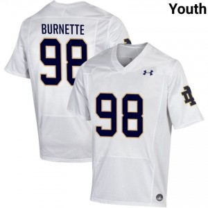 Notre Dame Fighting Irish #98 Noah Burnette White Youth University Football Authentic Design Jersey 0Jj6KW84