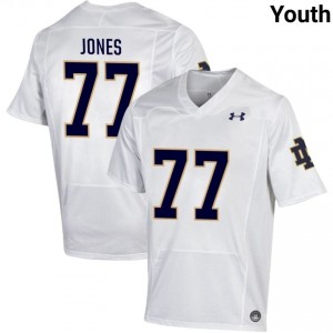 Notre Dame Fighting Irish #77 Peter Jones White Youth Player Football Authentic Design Jersey 7355on19
