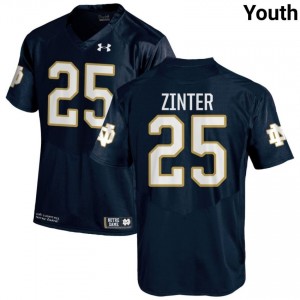 Navy #25 Preston Zinter Youth Durable Irish Player Football Stitching Jersey Y4lEX843