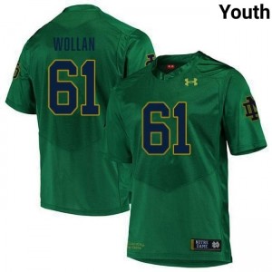 Robbie Wollan #61 Officially Licensed UND Fighting Irish Youth Green Football NCAA Jersey 74NQ8d41