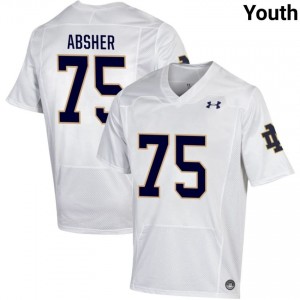 Notre Dame Fighting Irish #75 Sullivan Absher White Youth High School Football Authentic Design Jersey iOM62357