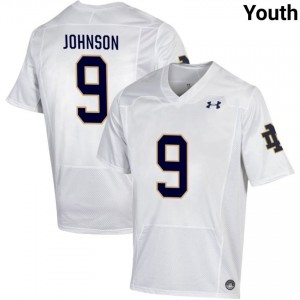 Youth #9 Tae Johnson White High School Fighting Irish Classic Fit Football Jersey 8yU50J63