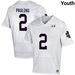 Notre Dame Fighting Irish #2 Will Pauling White Youth College Football Authentic Design Jersey F5VUT070